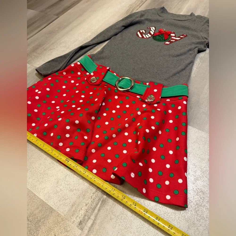 beautiful Christmas dress Gray and Red Polka Dot Dress